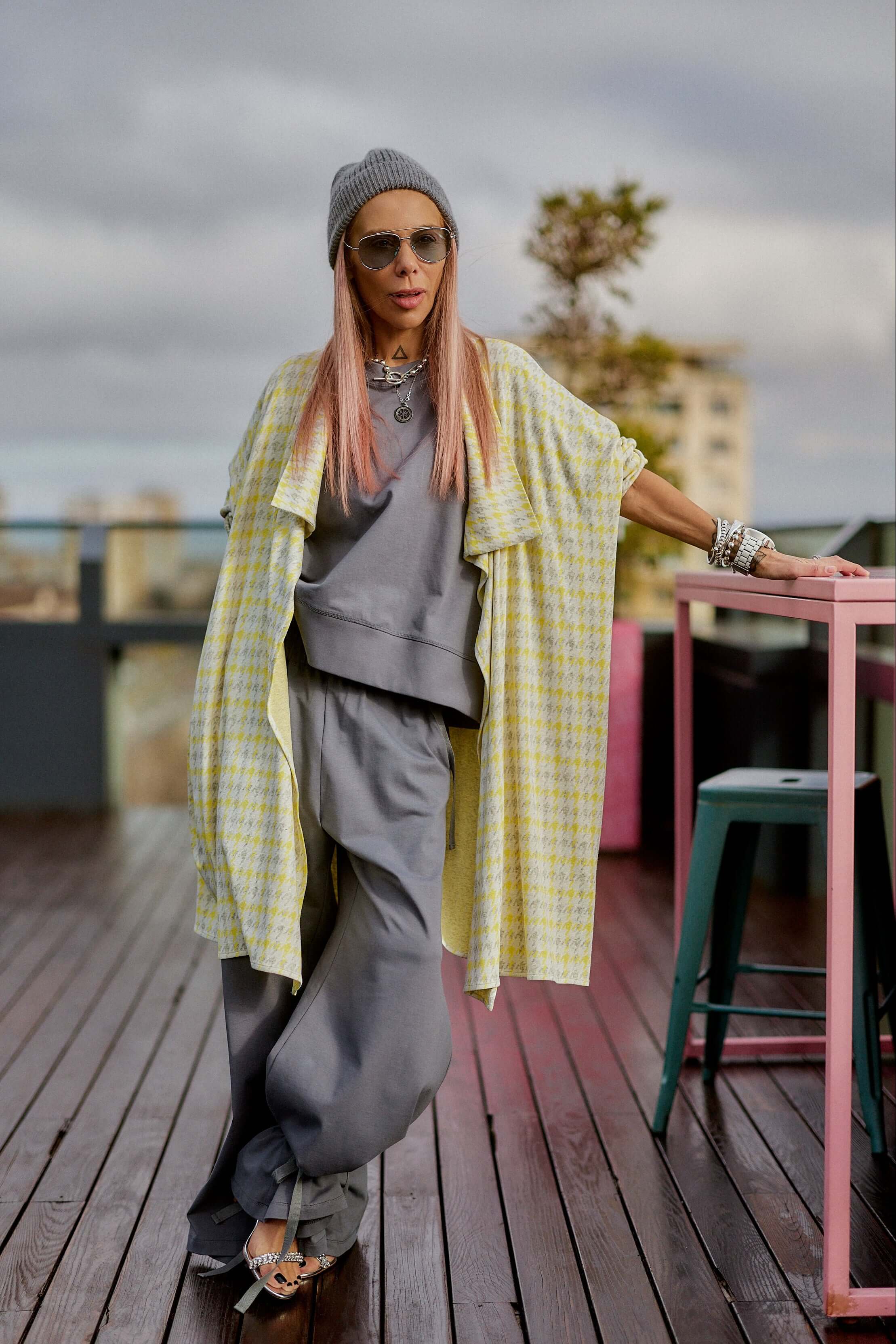 3-Piece Set β Grey with Houndstooth Vest
