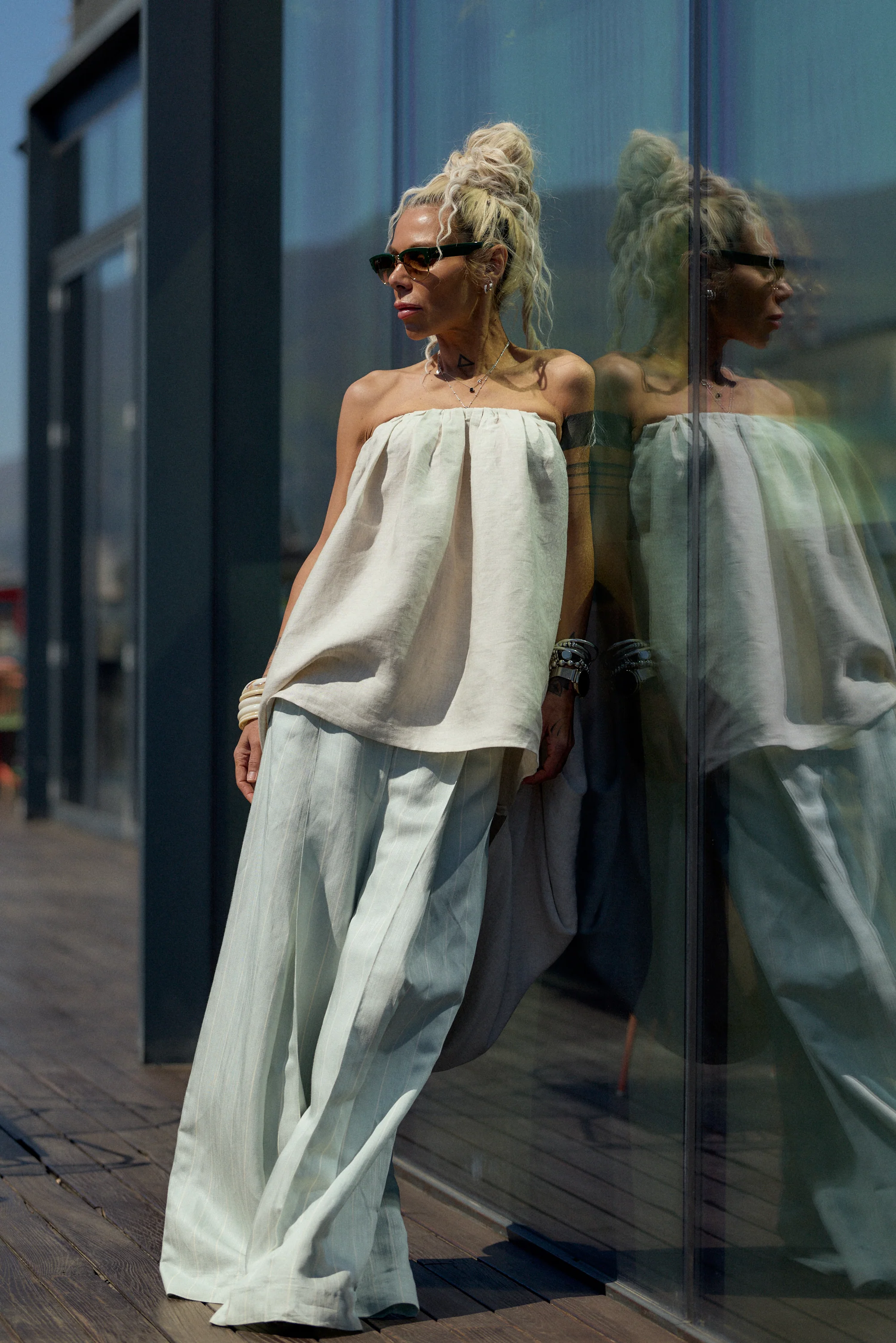 Beige Oversized Linen Tunic - Image 3