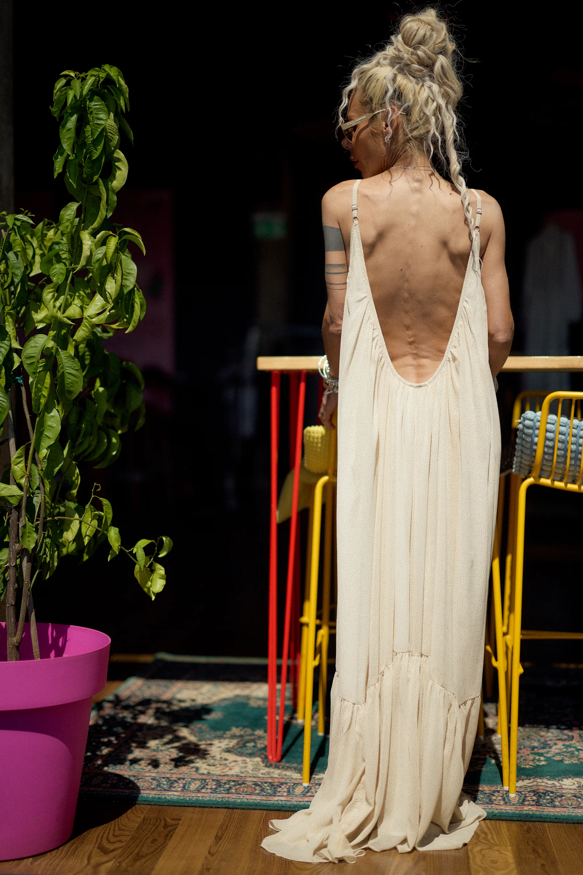 Cream Open-Back Maxi Dress - Image 2