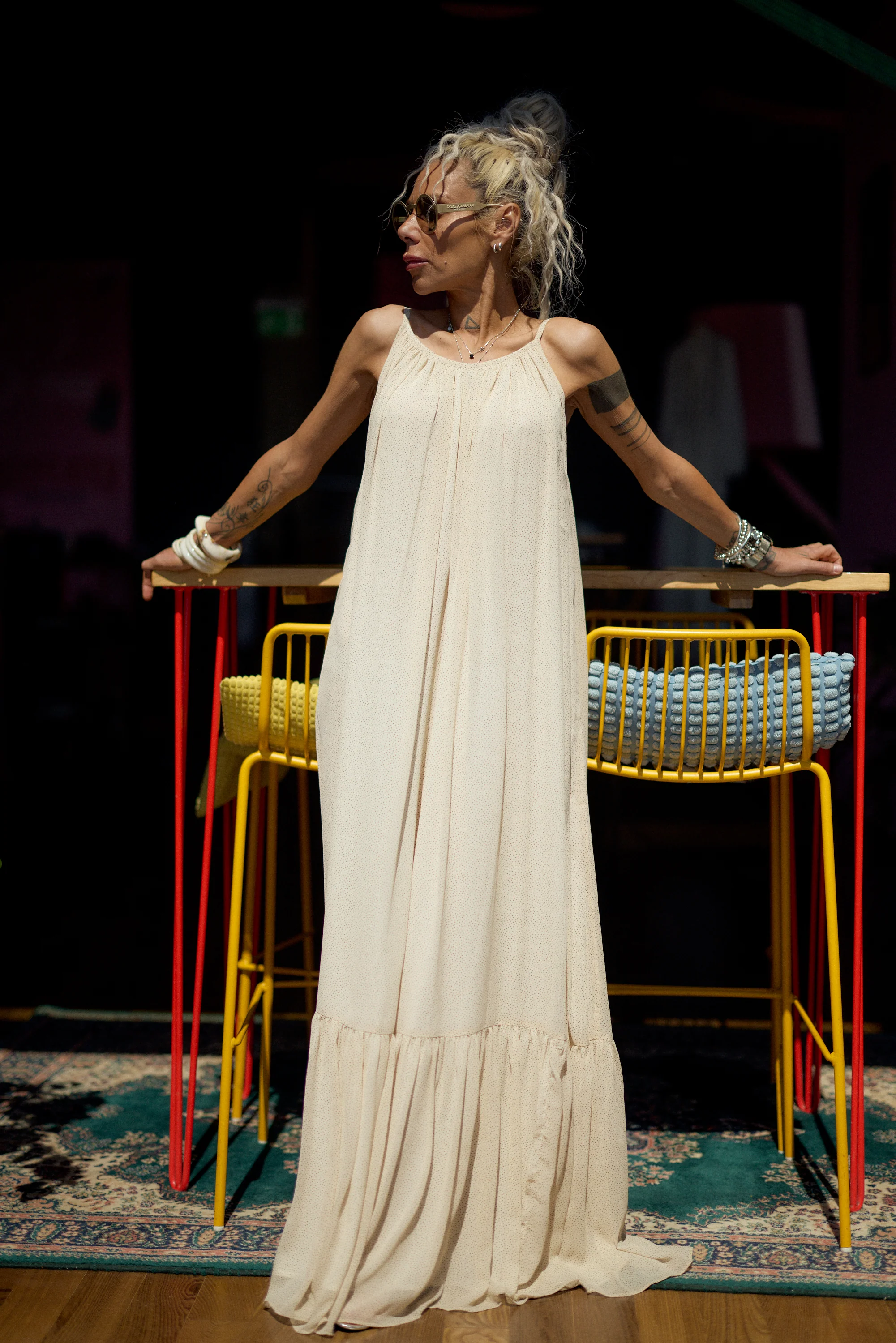 Cream Open-Back Maxi Dress - Image 8