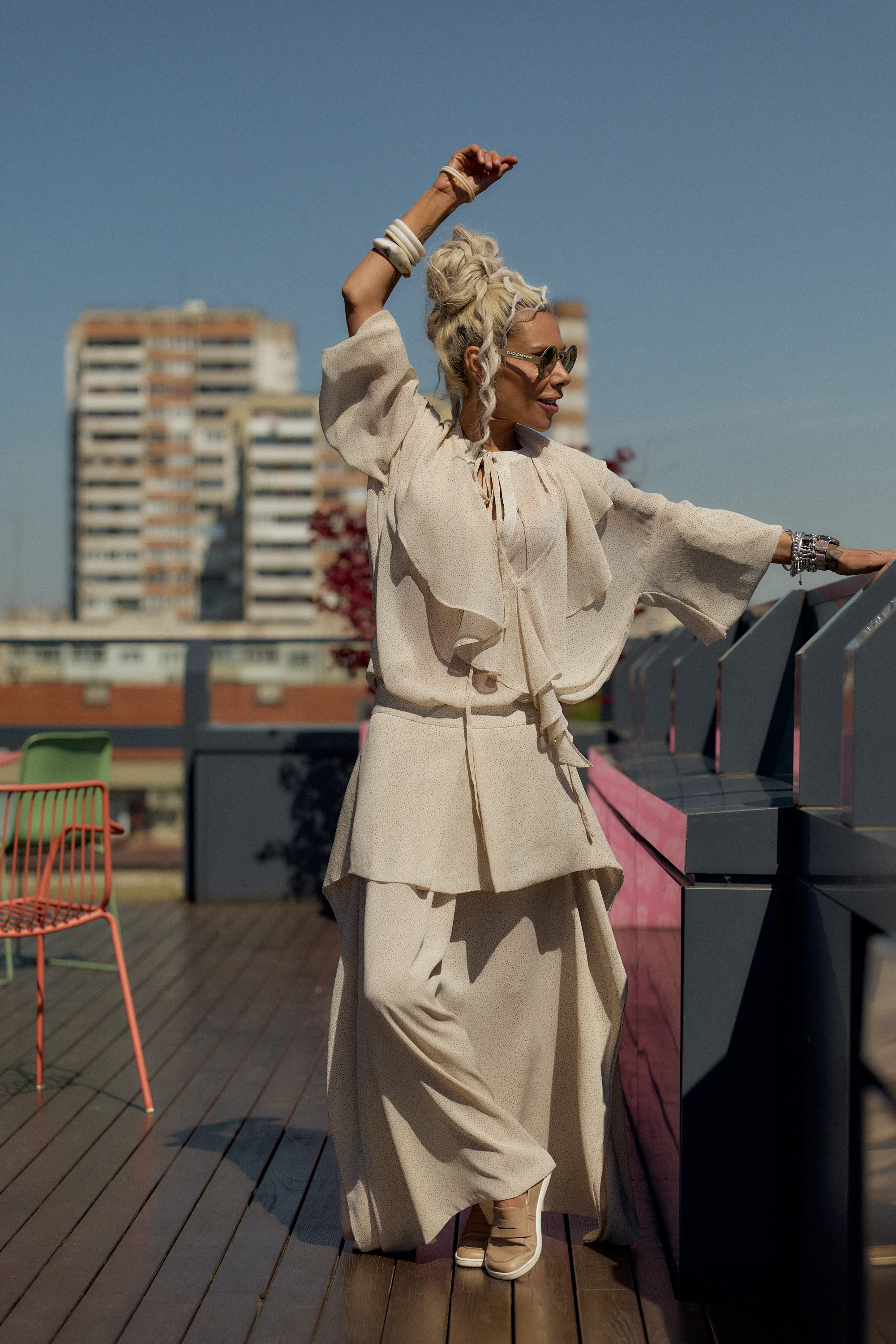 Cream Ruffle Co-Ord Set