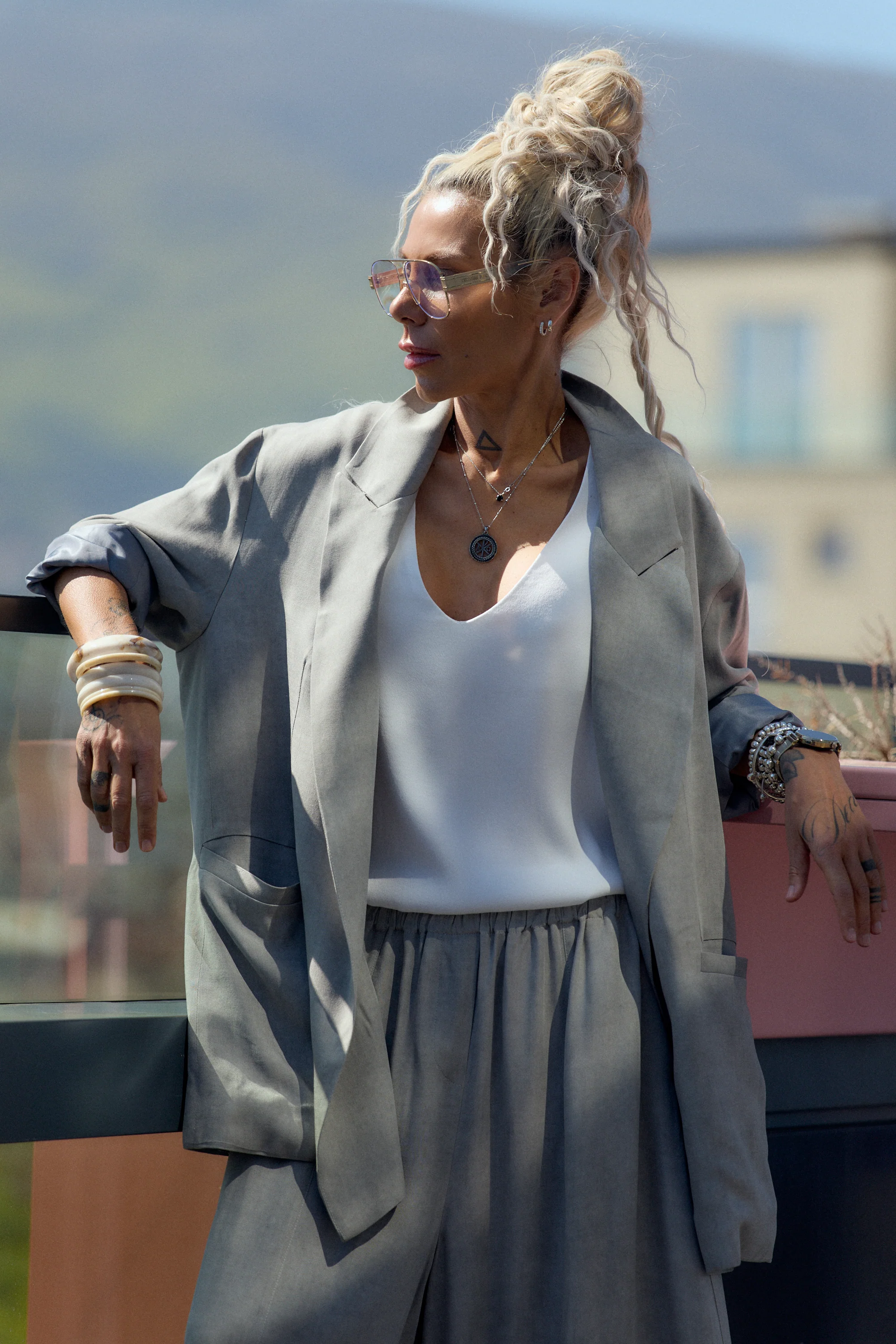 Grey Flow Wide-Leg Pants - Image 8