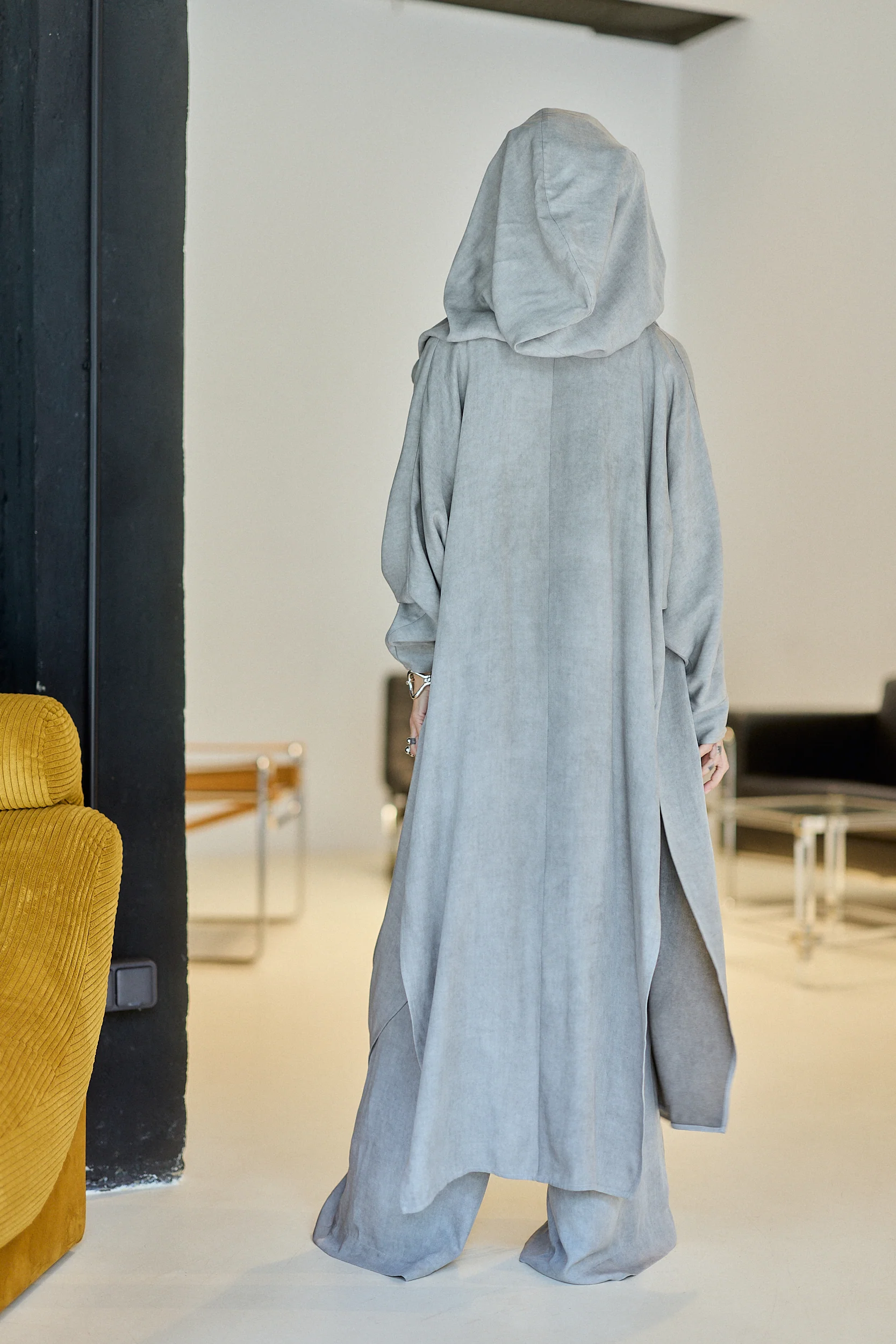Grey Hooded Draped Vest - Image 3