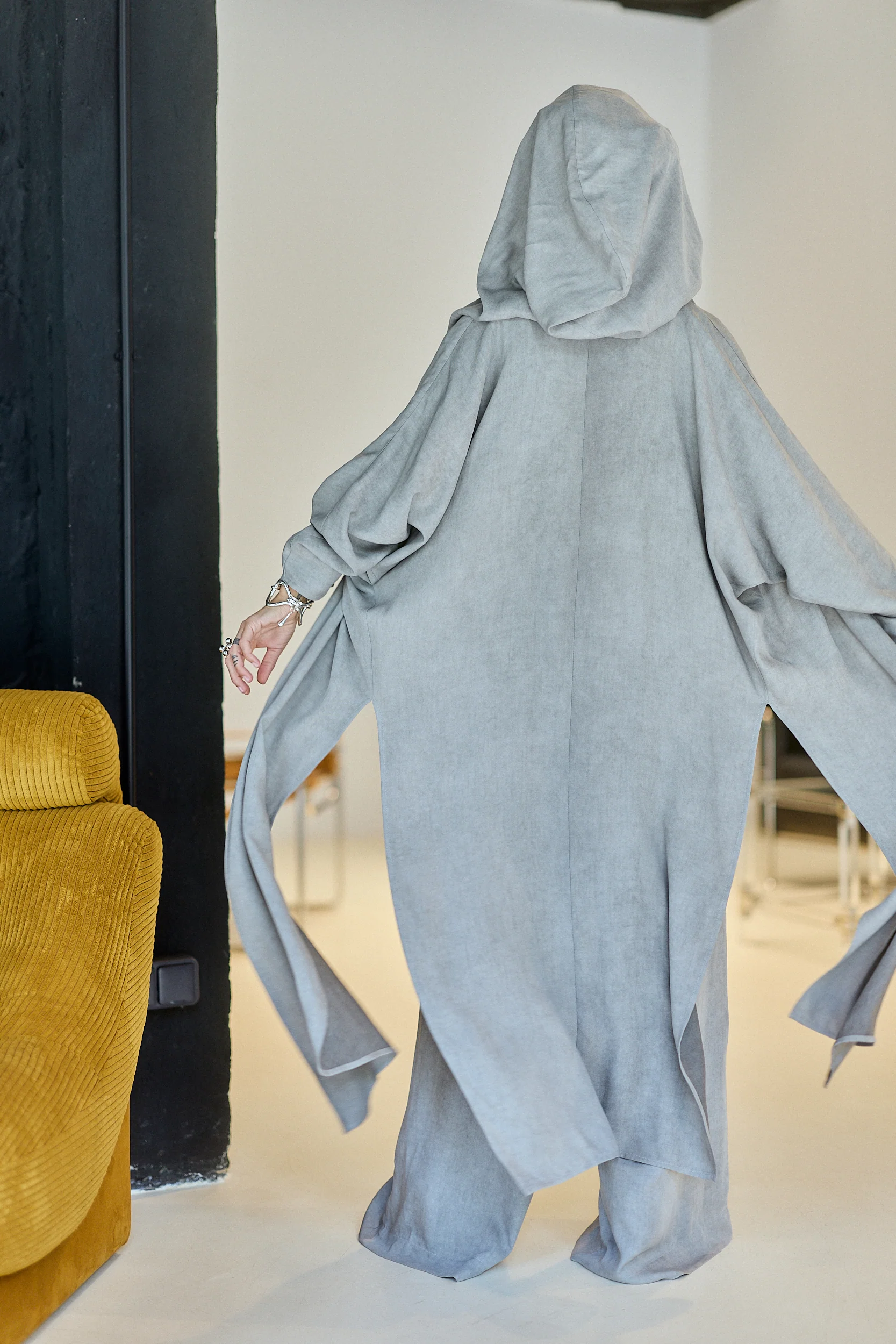 Grey Hooded Draped Vest - Image 6