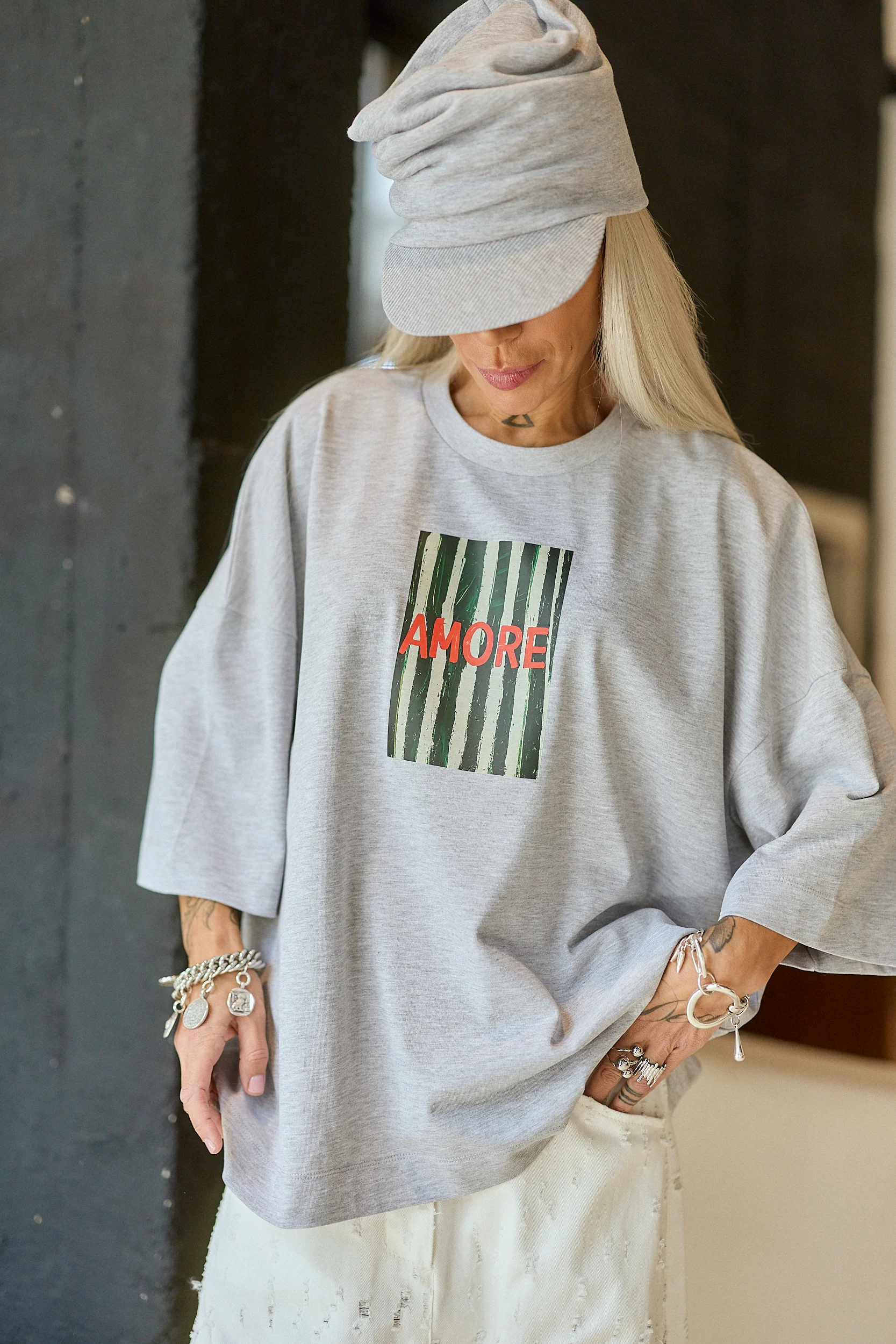 Grey Oversized Graphic T-Shirt - Image 4