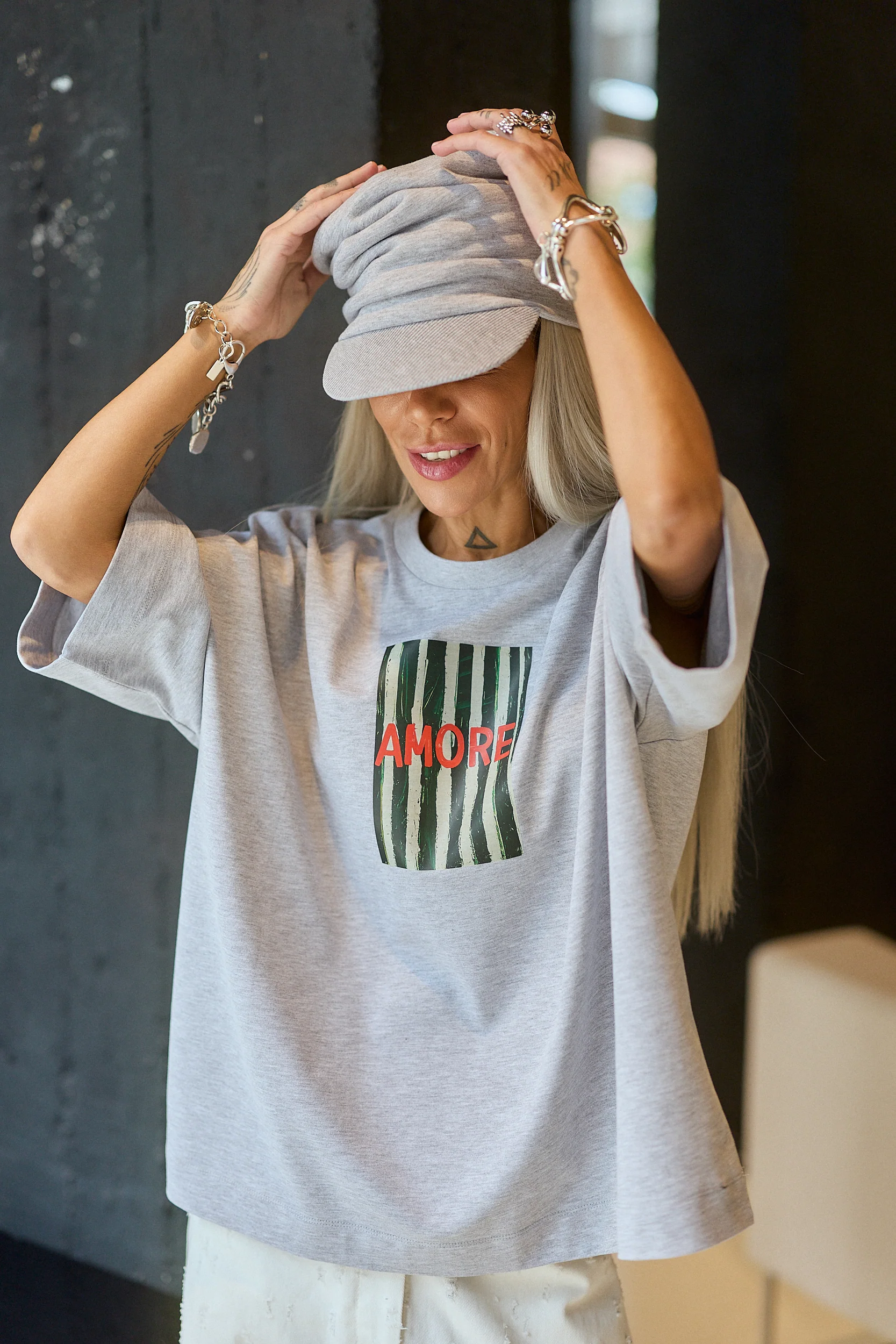 Grey Oversized Graphic T-Shirt - Image 9