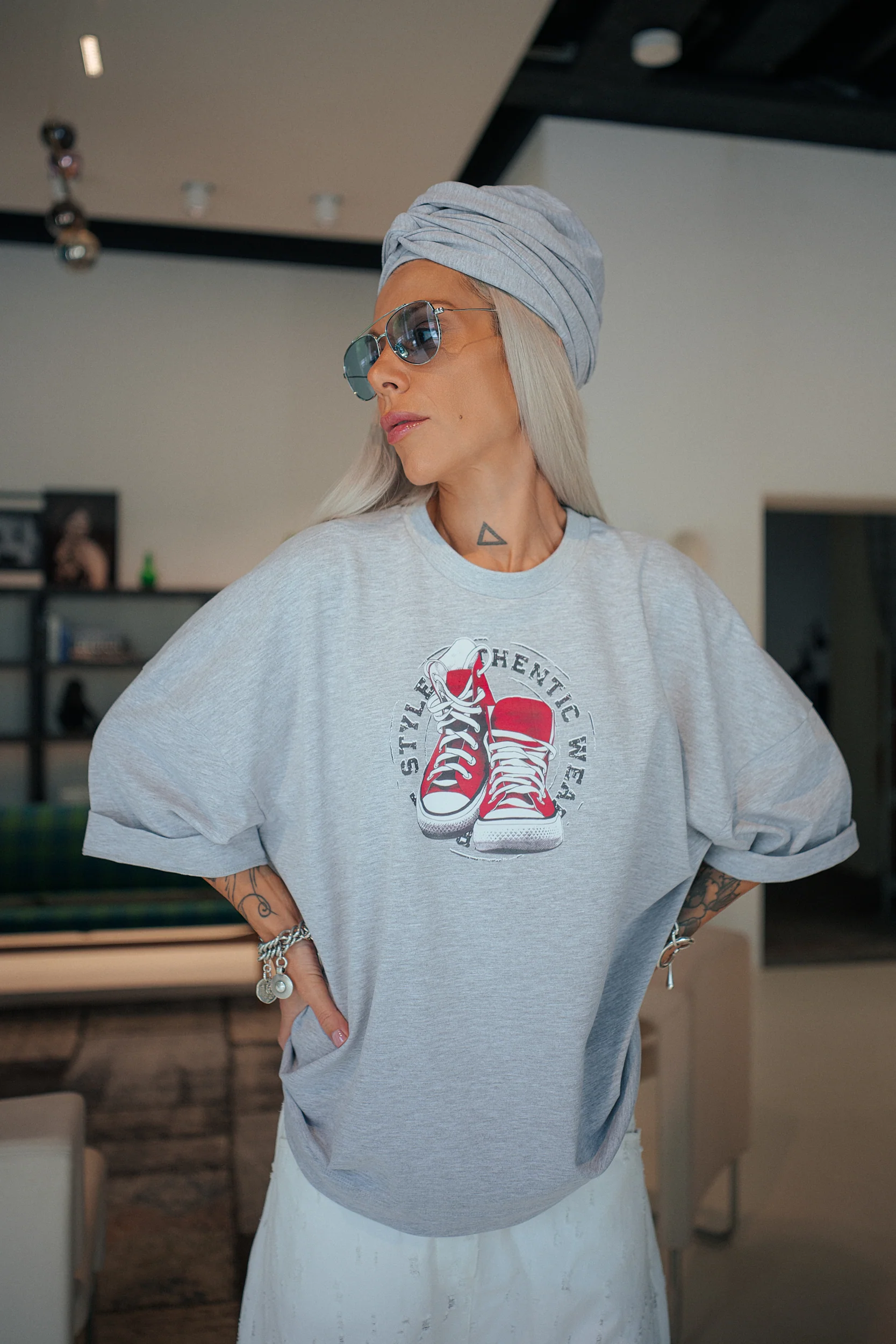 Grey Oversized Graphic T-Shirt - Image 3