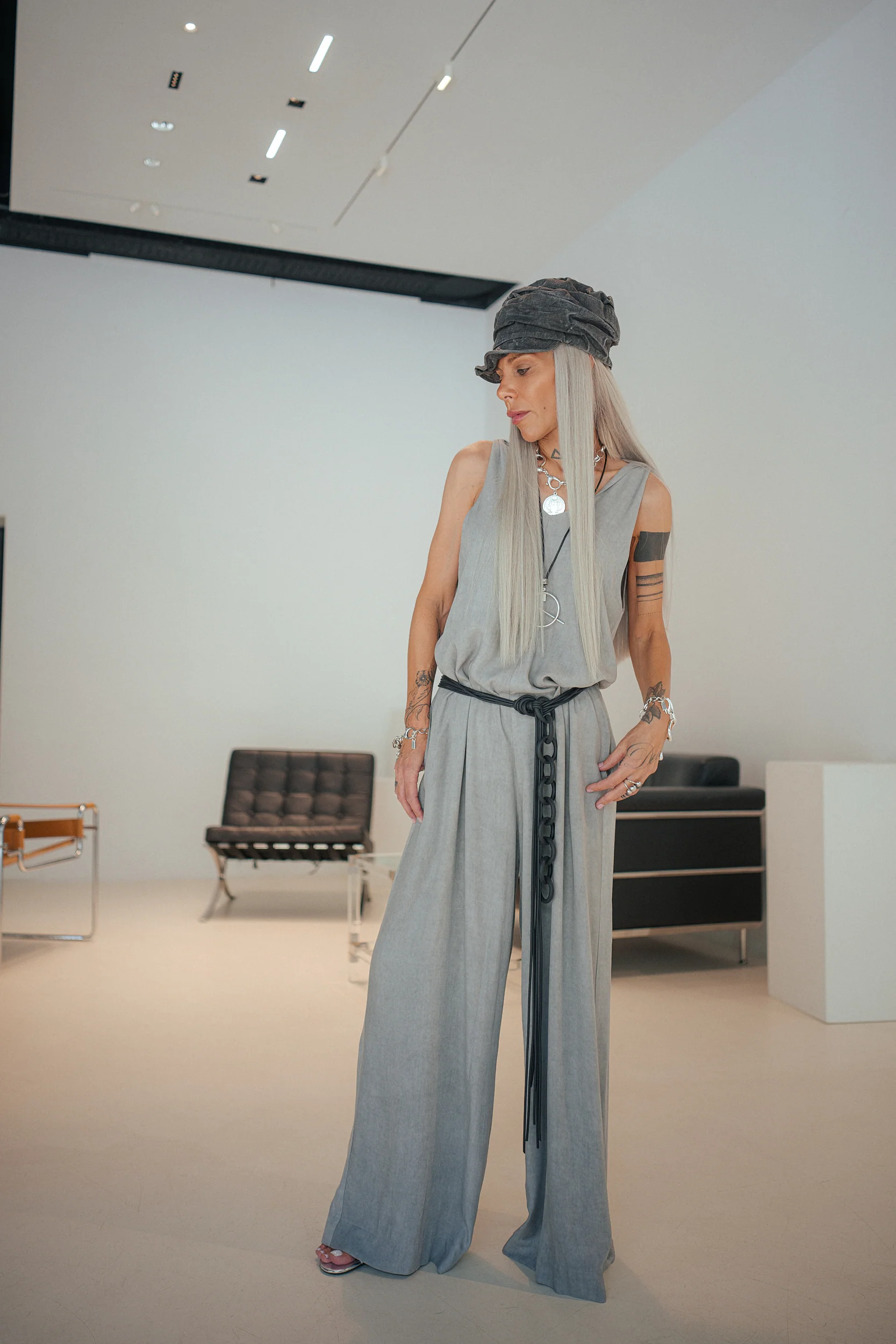 Grey Tie-Shoulder Wide-Leg Jumpsuit - Image 13