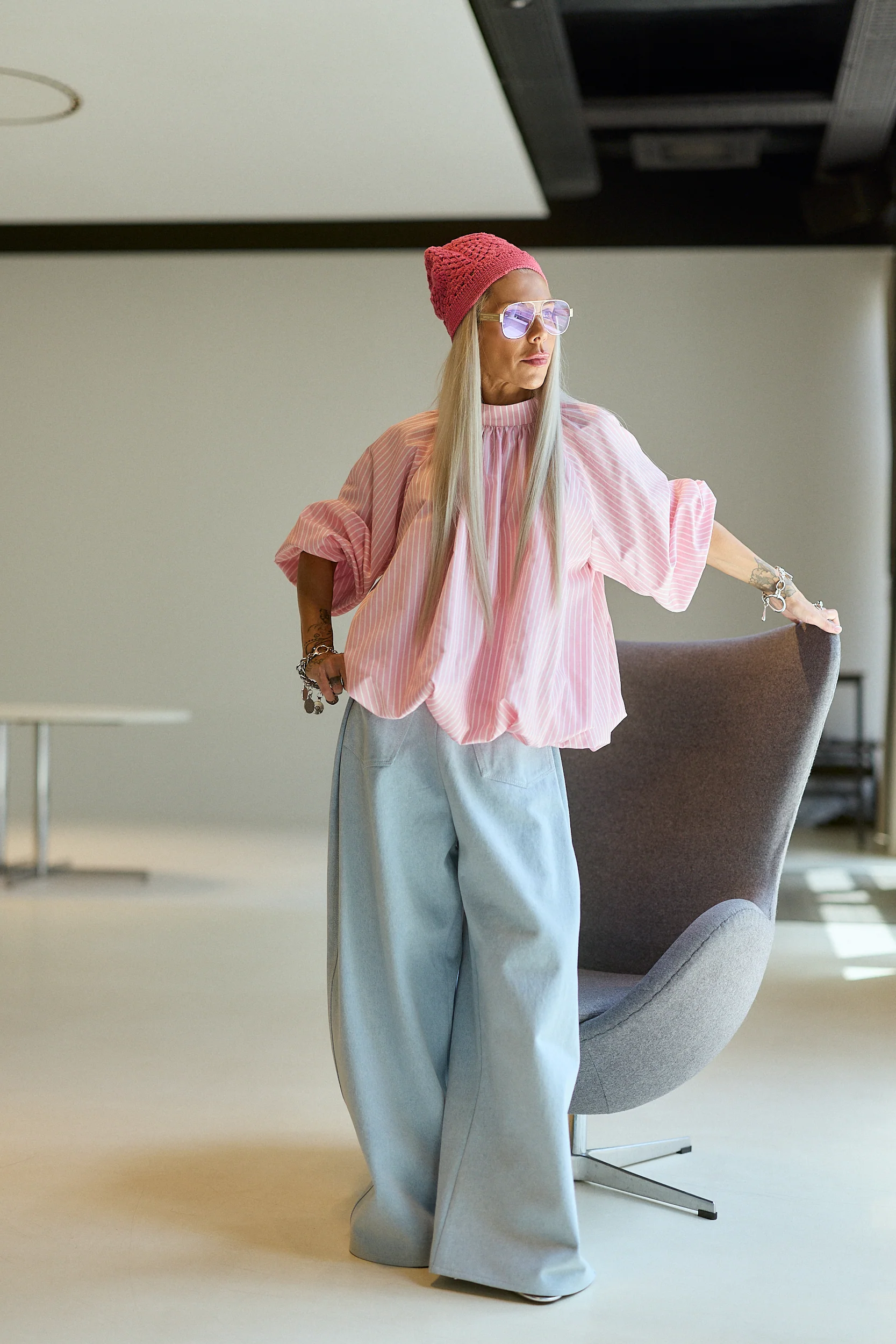 Ice Blue Wide-Leg Denim Pants - Image 16