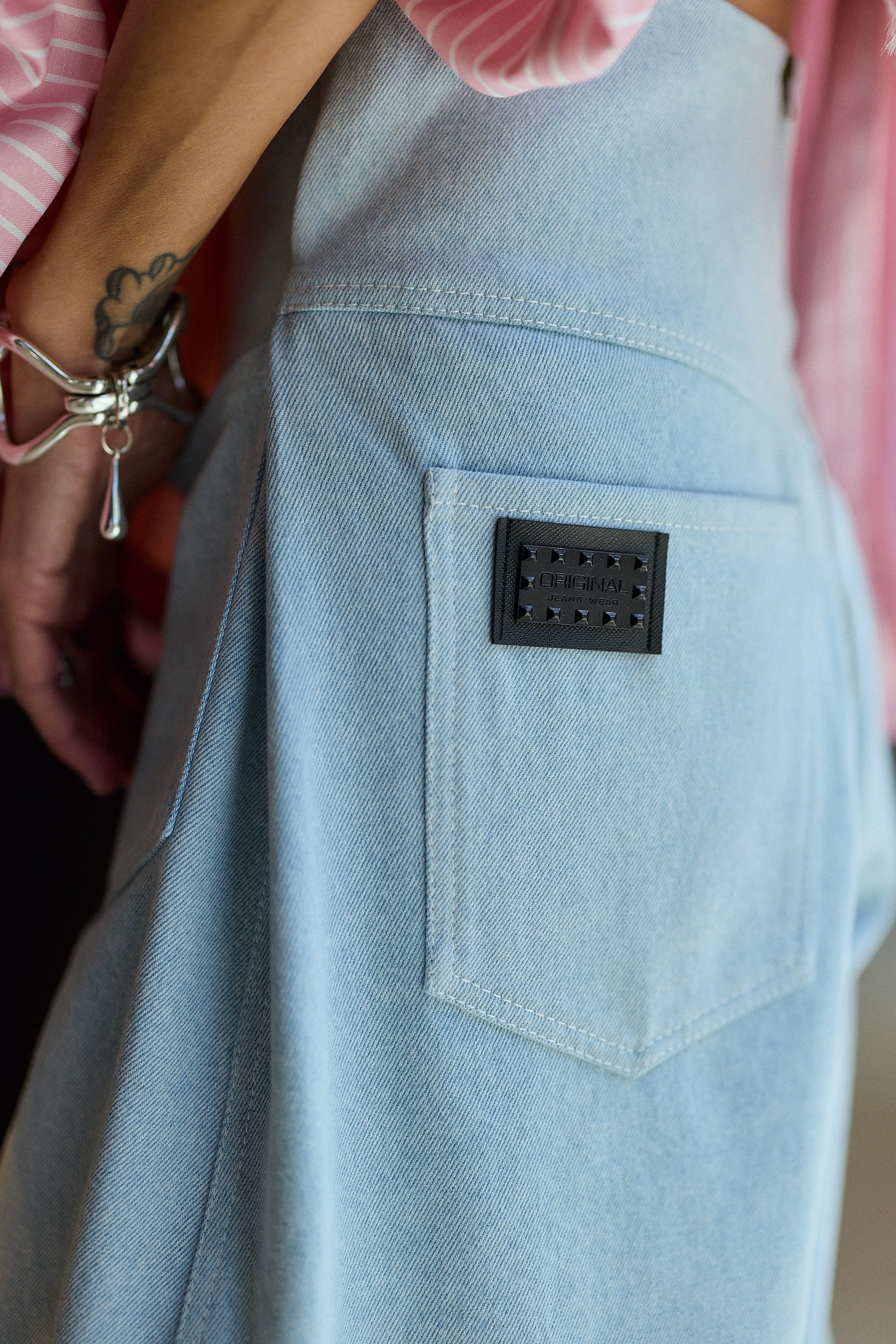 Ice Blue Wide-Leg Denim Pants - Image 5
