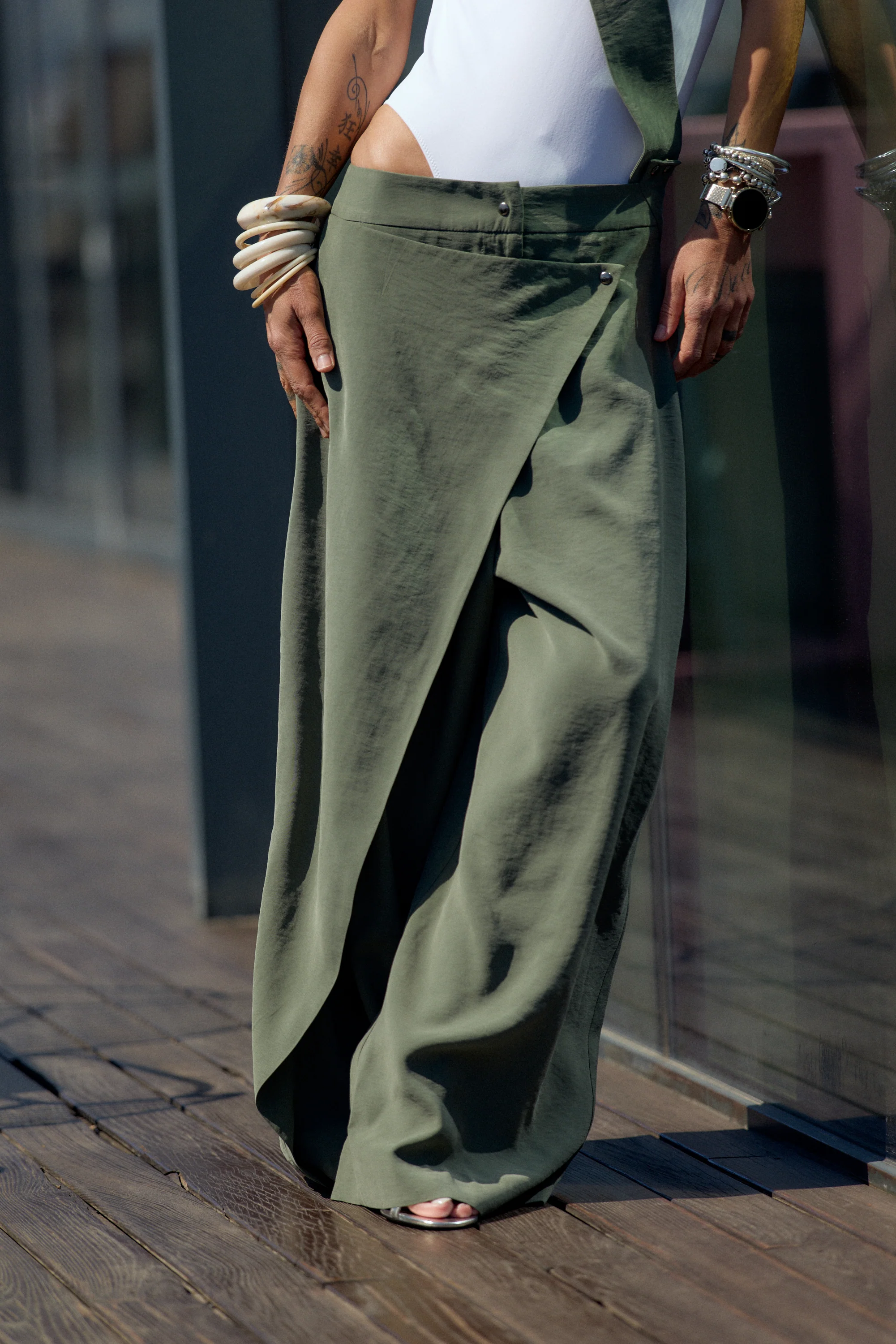 Olive Green Suspender Jumpsuit - Image 6