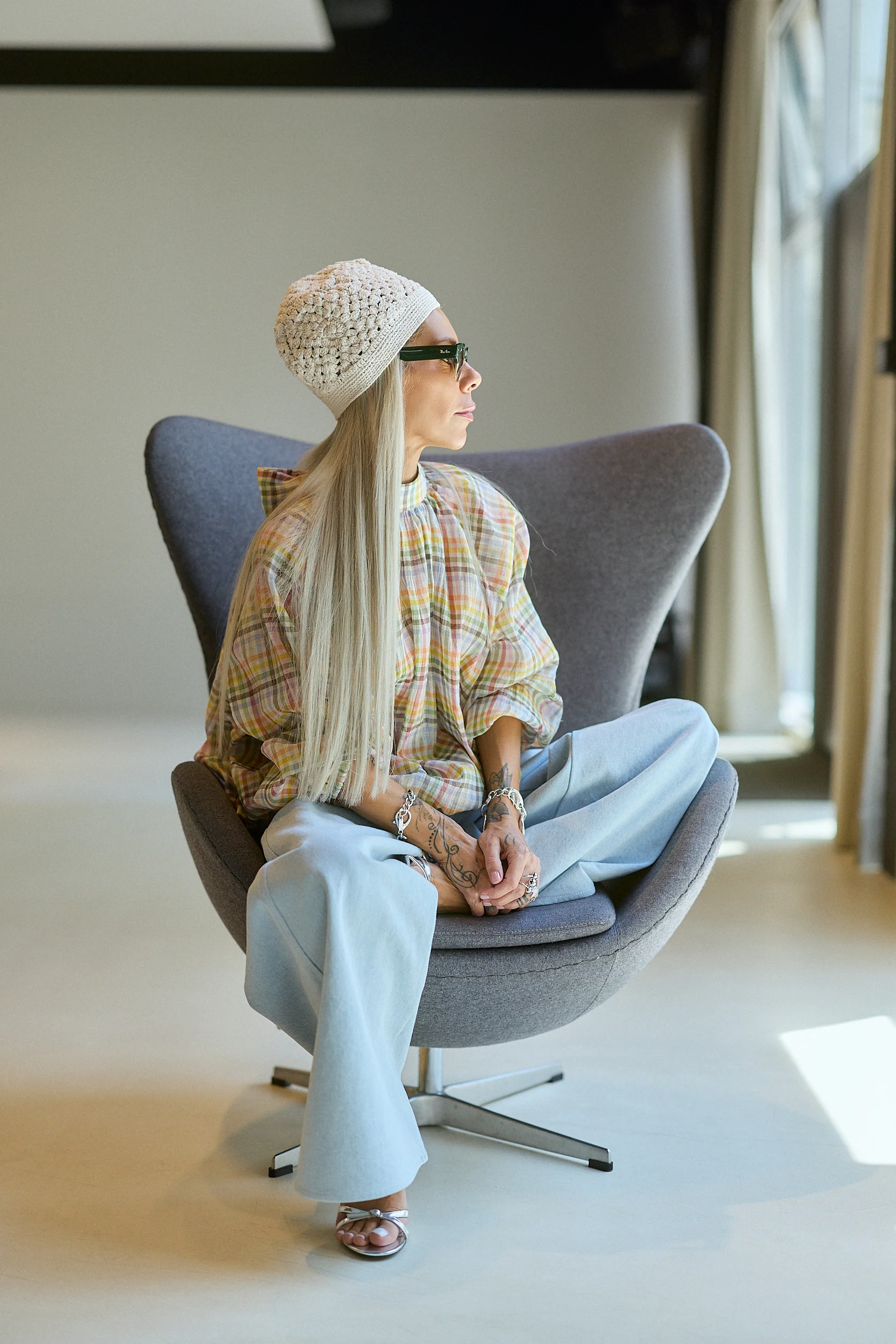 Pastel Plaid Open-Back Shirt - Image 3