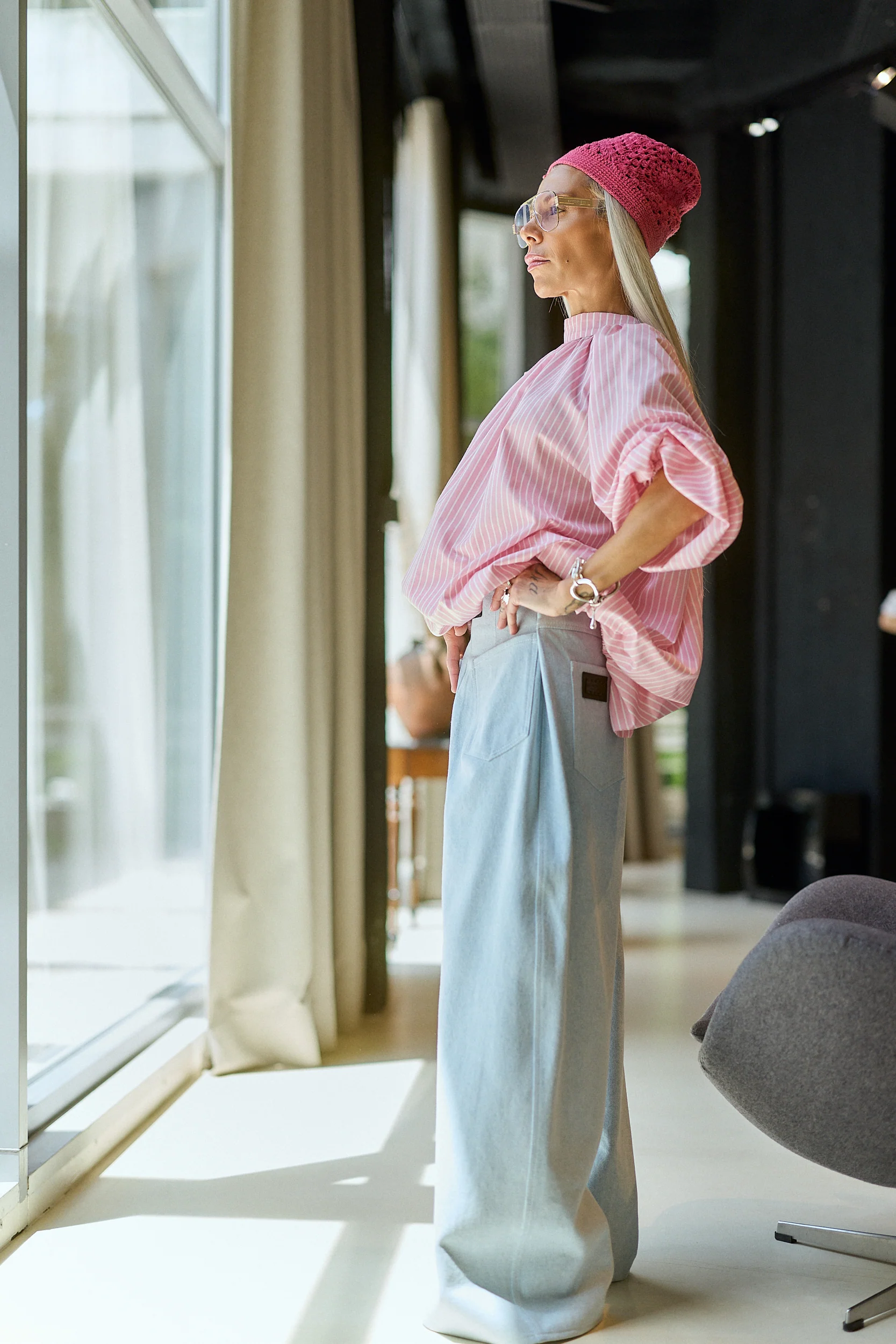 Pink Striped Open-Back Shirt - Image 10