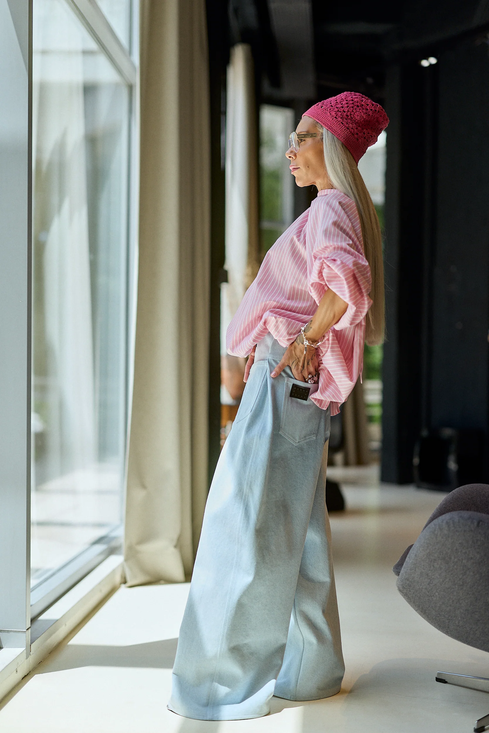 Pink Striped Open-Back Shirt - Image 4