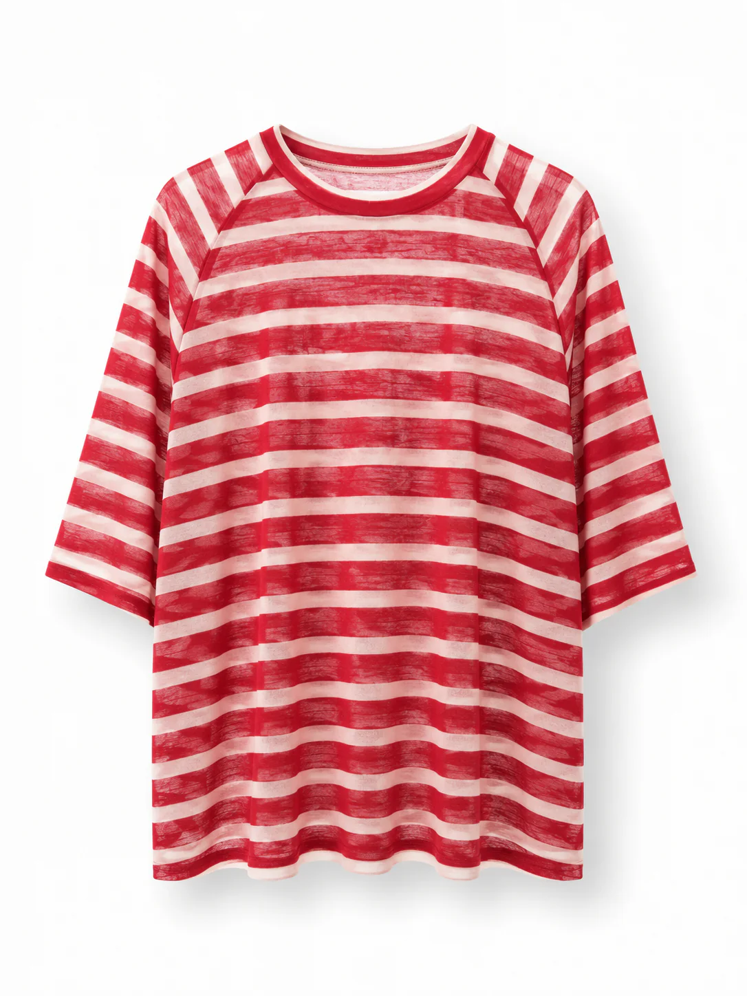 Red & White Striped Oversized T-Shirt - Image 2