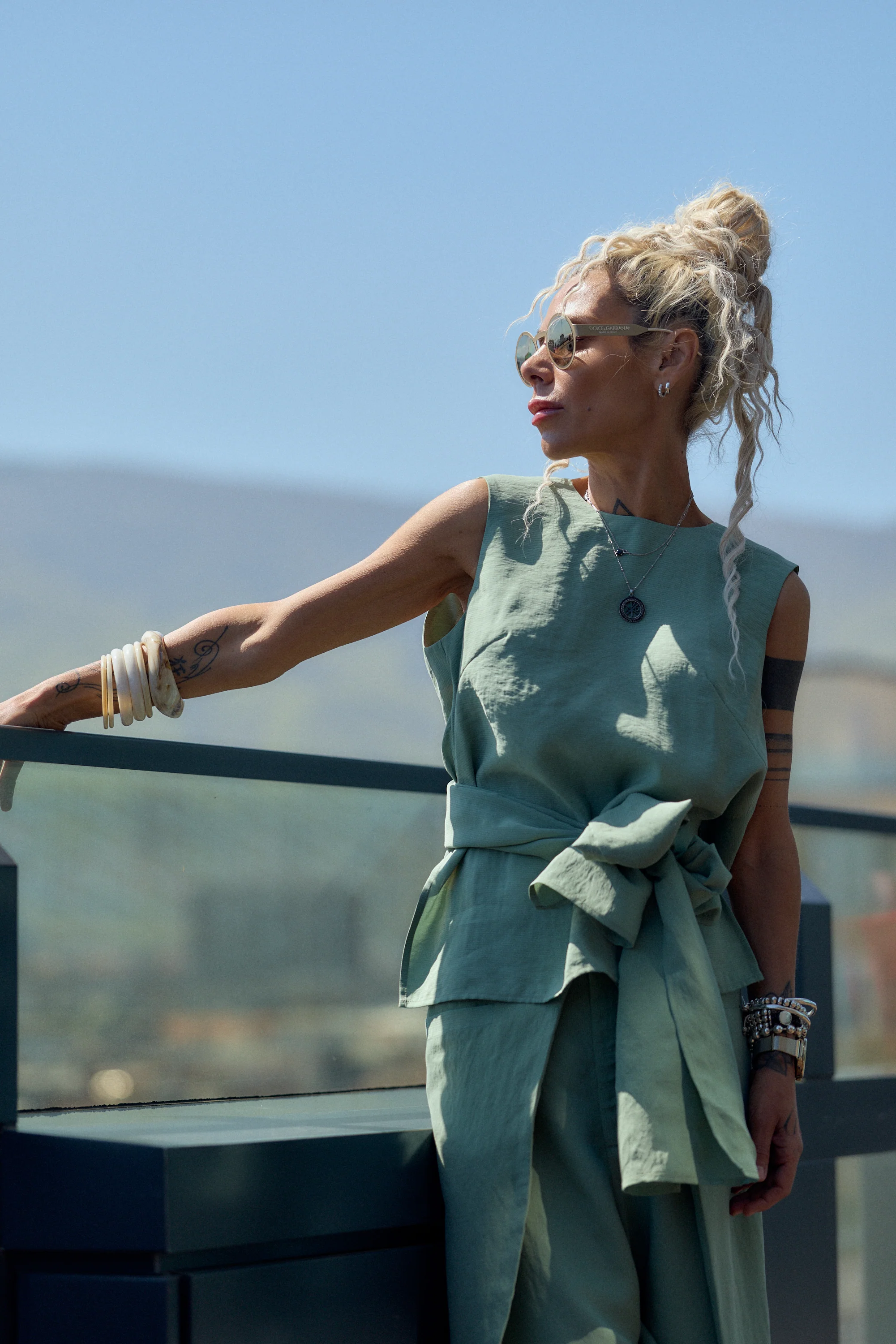 Sage Green Tie-Waist Co-Ord Set - Image 3