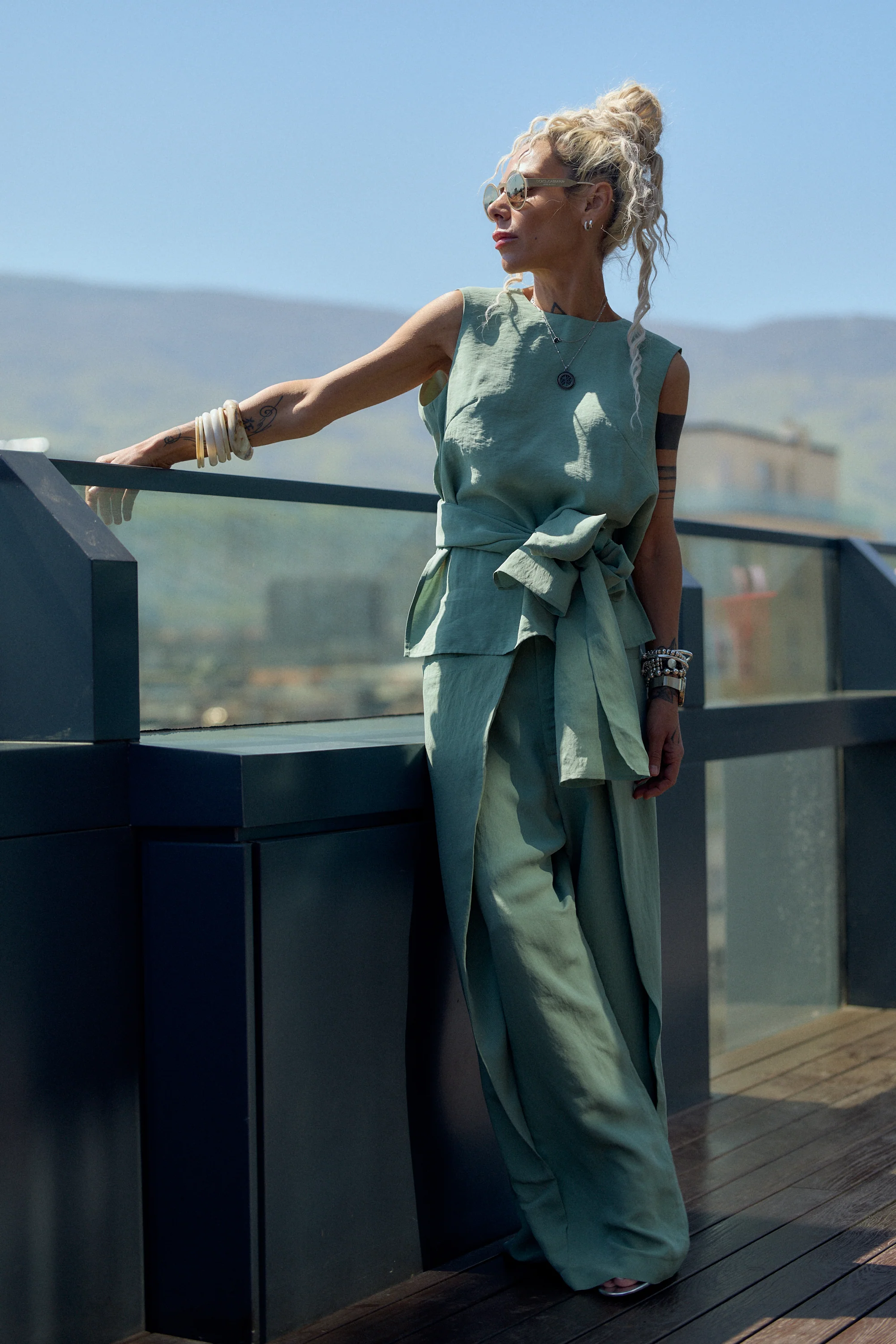 Sage Green Tie-Waist Co-Ord Set - Image 4