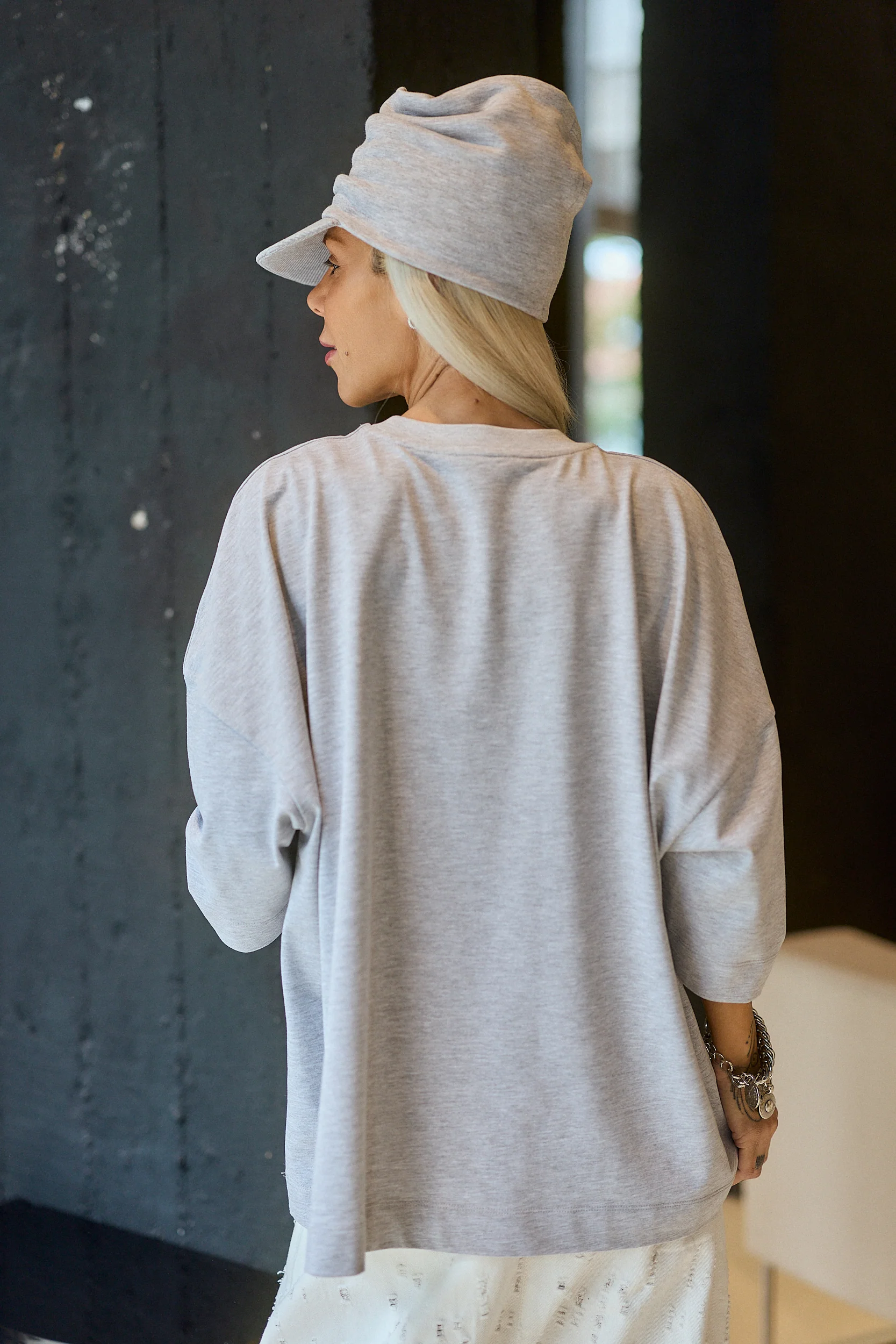Soft Grey Draped Cap - Image 3
