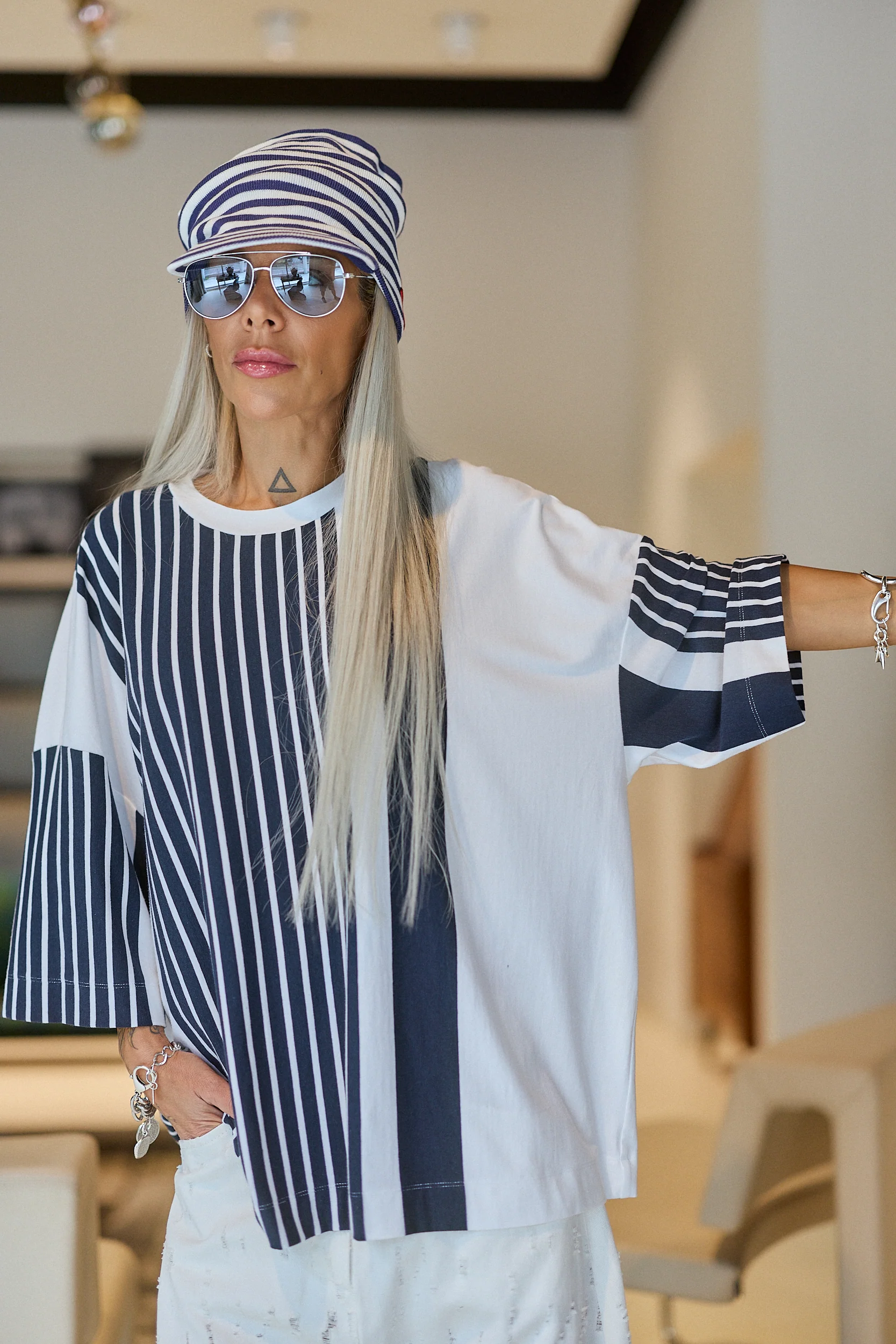 Striped Oversized Graphic T-Shirt - Image 7