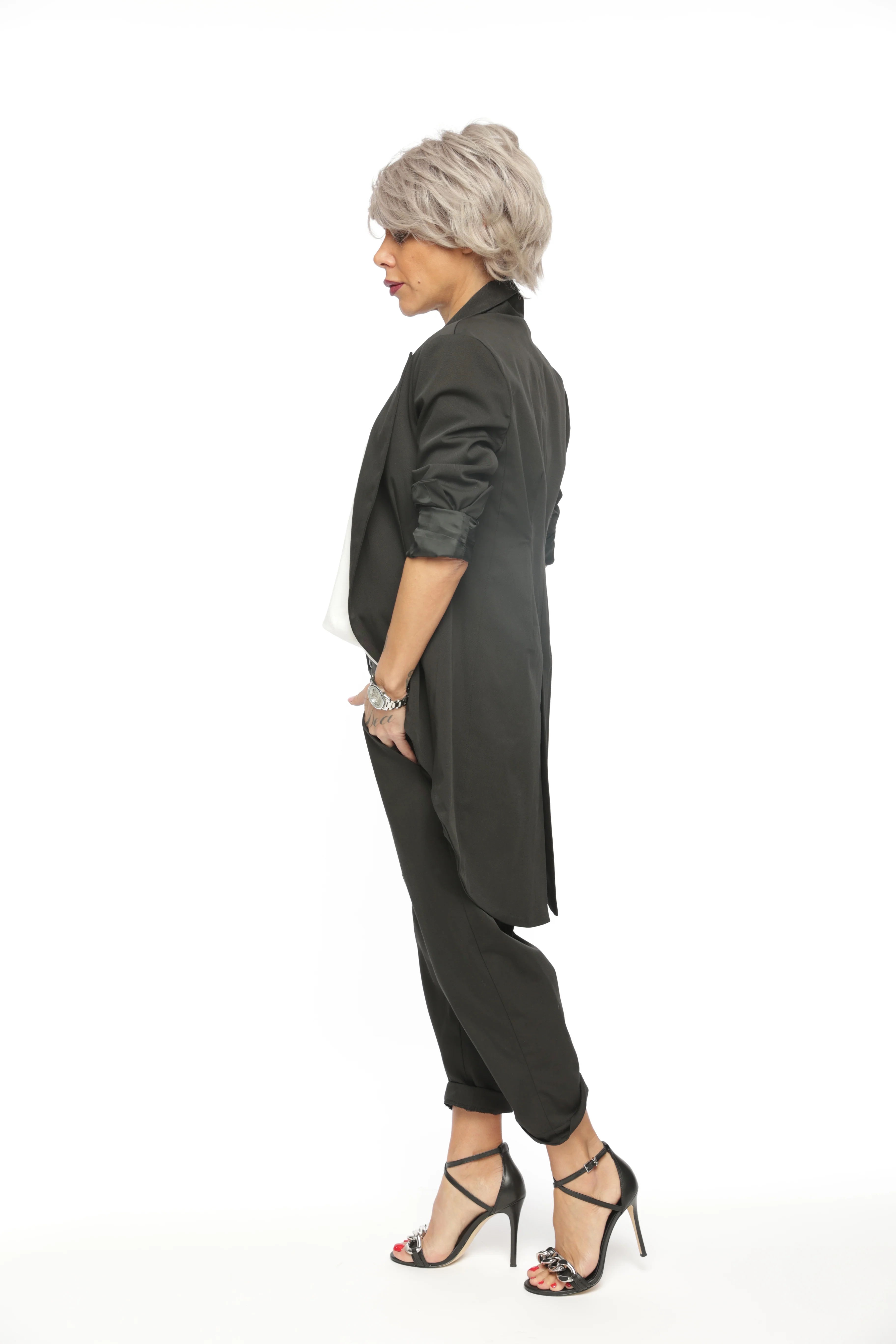 Slim-Fit Blazer Jacket with Long Back - Image 7